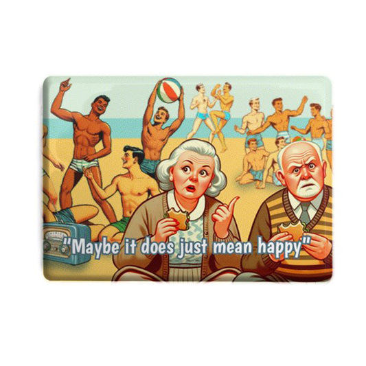 Gay retro fridge magnet: Happy